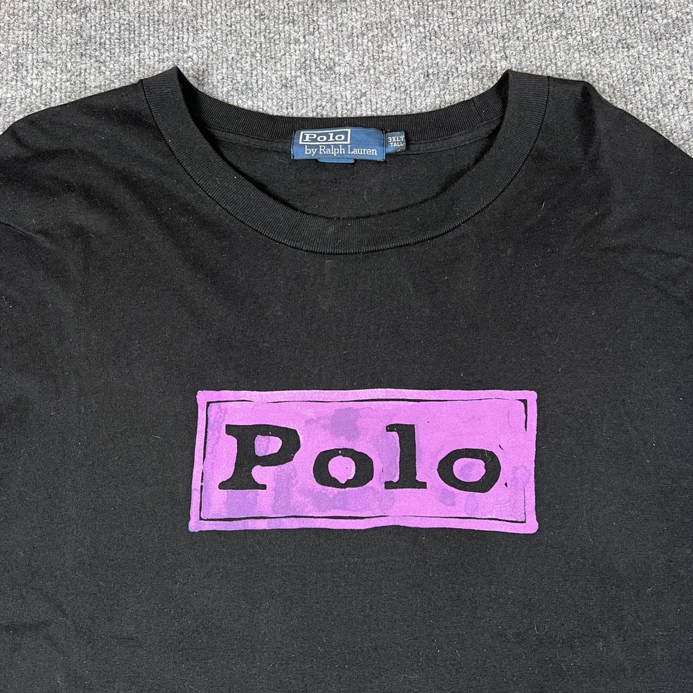 Vintage Polo Ralph Lauren Shirt Mens 3XLT TALL Black Box Logo Hip Hop 90s